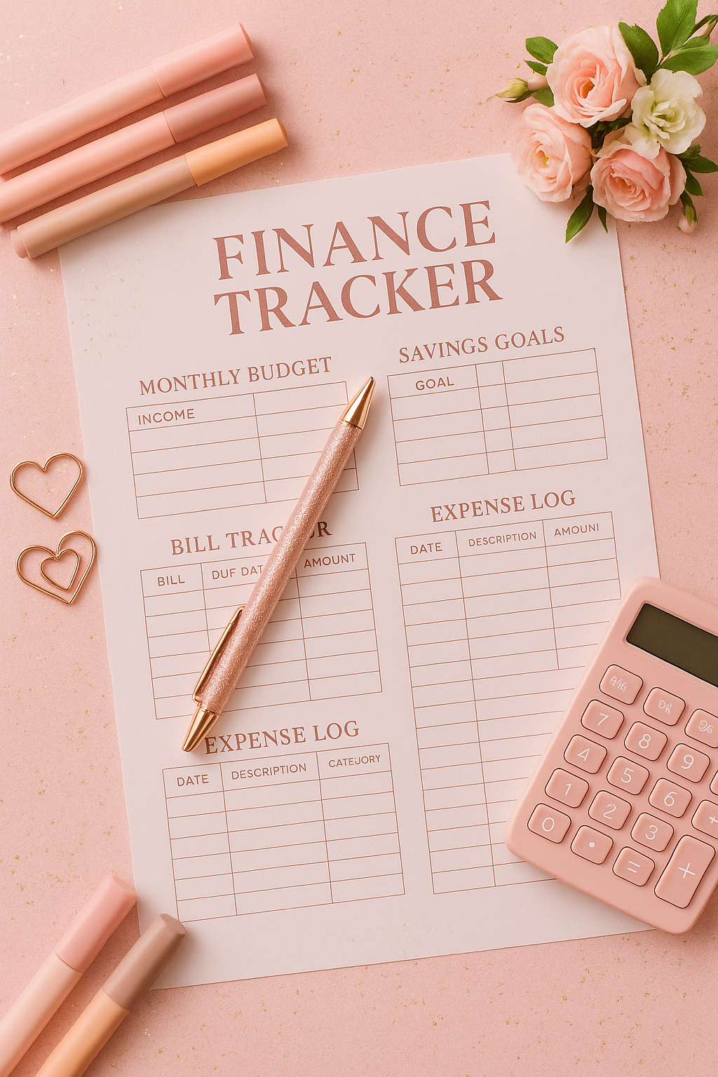 Pretty Money Moves Finance Tracker for women – aesthetic digital budget planner with savings goals, debt payoff, and income tracking tools